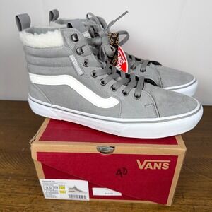 VANS Shoes Womens 9.5 Gray Filmore Hi‎ Van Suede Faux Fur Drizzle White Sneakers